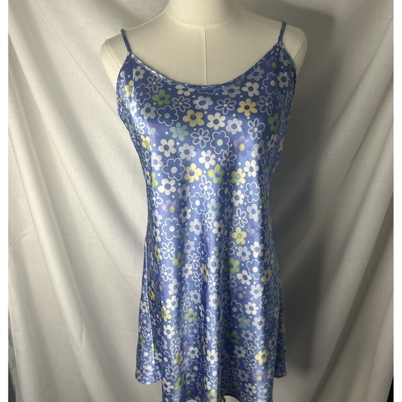 angelique Other - Vintage 90s Y2K Satin Floral mini Slip Dress Lingerie Silky Nightie medium